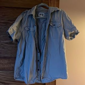 Gray converse short sleeve button up